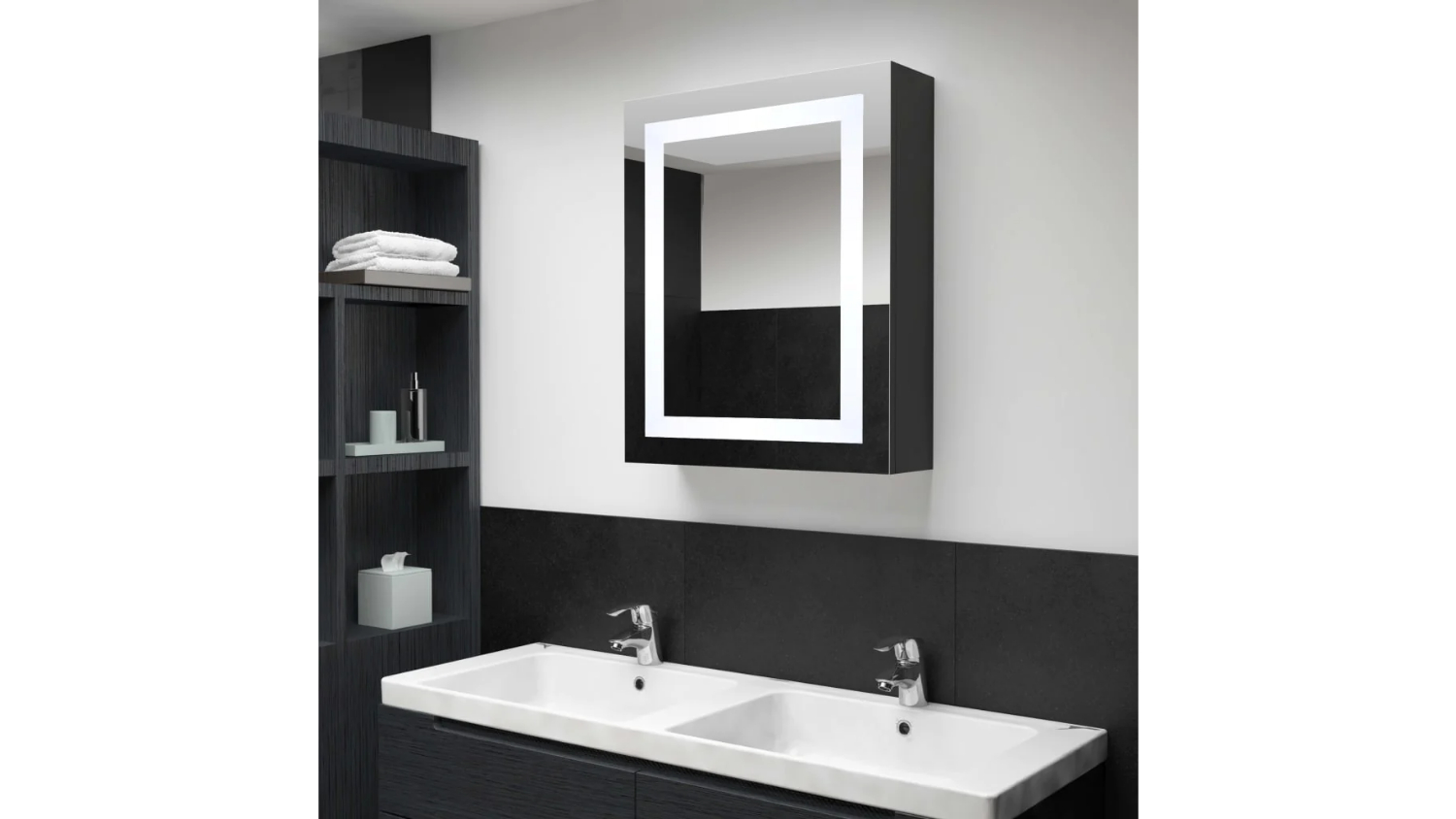 NNEVL LED Backlit Bathroom Mirror 50 x 13 x 70cm Anthracite