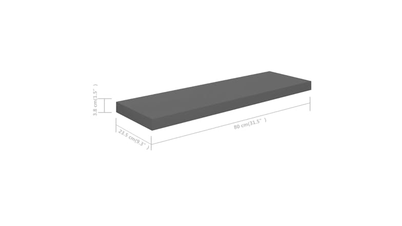 NNEVL Wall Shelves Floating Ledge 2pcs. 80 x 23.5 x 3.8cm - Gloss Grey