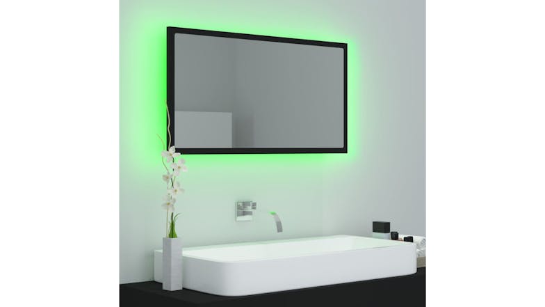 NNEVL LED Backlit Bathroom Mirror 80 x 8.5 x 37cm - Black