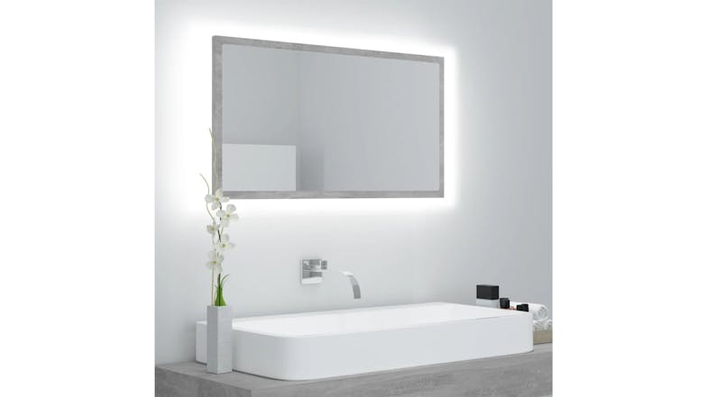 NNEVL LED Backlit Bathroom Mirror 80 x 8.5 x 37cm - Concrete Grey