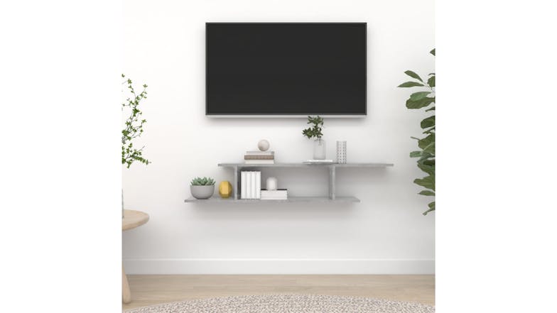NNEVL Wall-Mounted TV Shelf 125 x 18 x 23cm - Concrete Grey