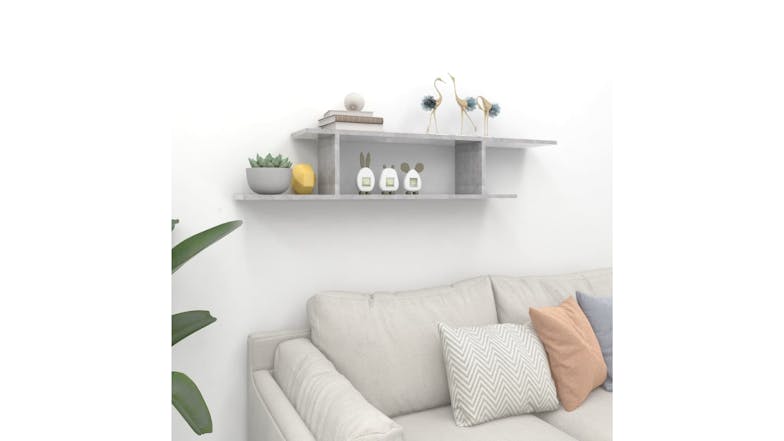 NNEVL Wall-Mounted TV Shelf 125 x 18 x 23cm - Concrete Grey