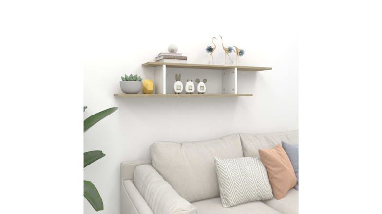NNEVL Wall-Mounted TV Shelf 125 x 18 x 23cm - Sonoma Oak/White