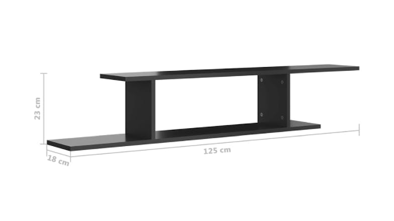 NNEVL Wall-Mounted TV Shelf 125 x 18 x 23cm - Gloss Grey