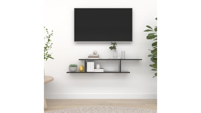 NNEVL Wall-Mounted TV Shelf 125 x 18 x 23cm - Gloss Grey