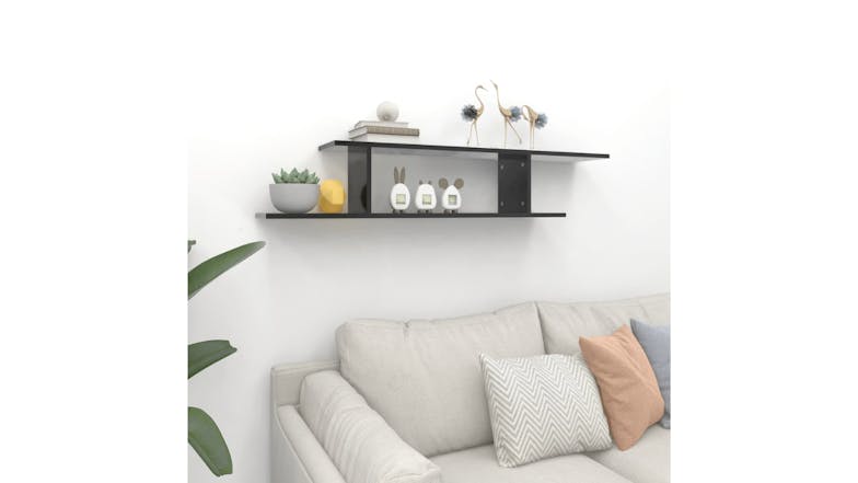 NNEVL Wall-Mounted TV Shelf 125 x 18 x 23cm - Gloss Grey