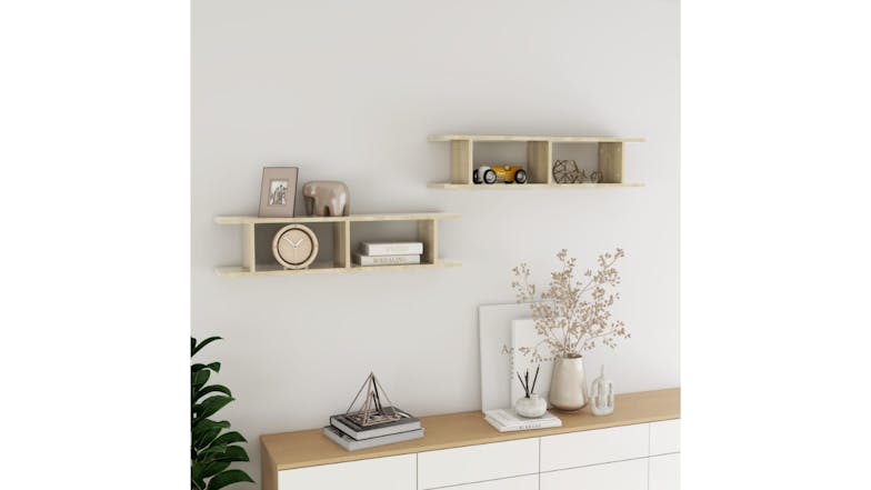 NNEVL Wall Shelves Floating Ladder 2pcs. 90 x 18 x 20cm - Sonoma Oak