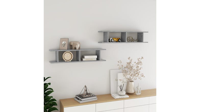 NNEVL Wall Shelves Floating Ladder 2pcs. 90 x 18 x 20cm - Concrete grey