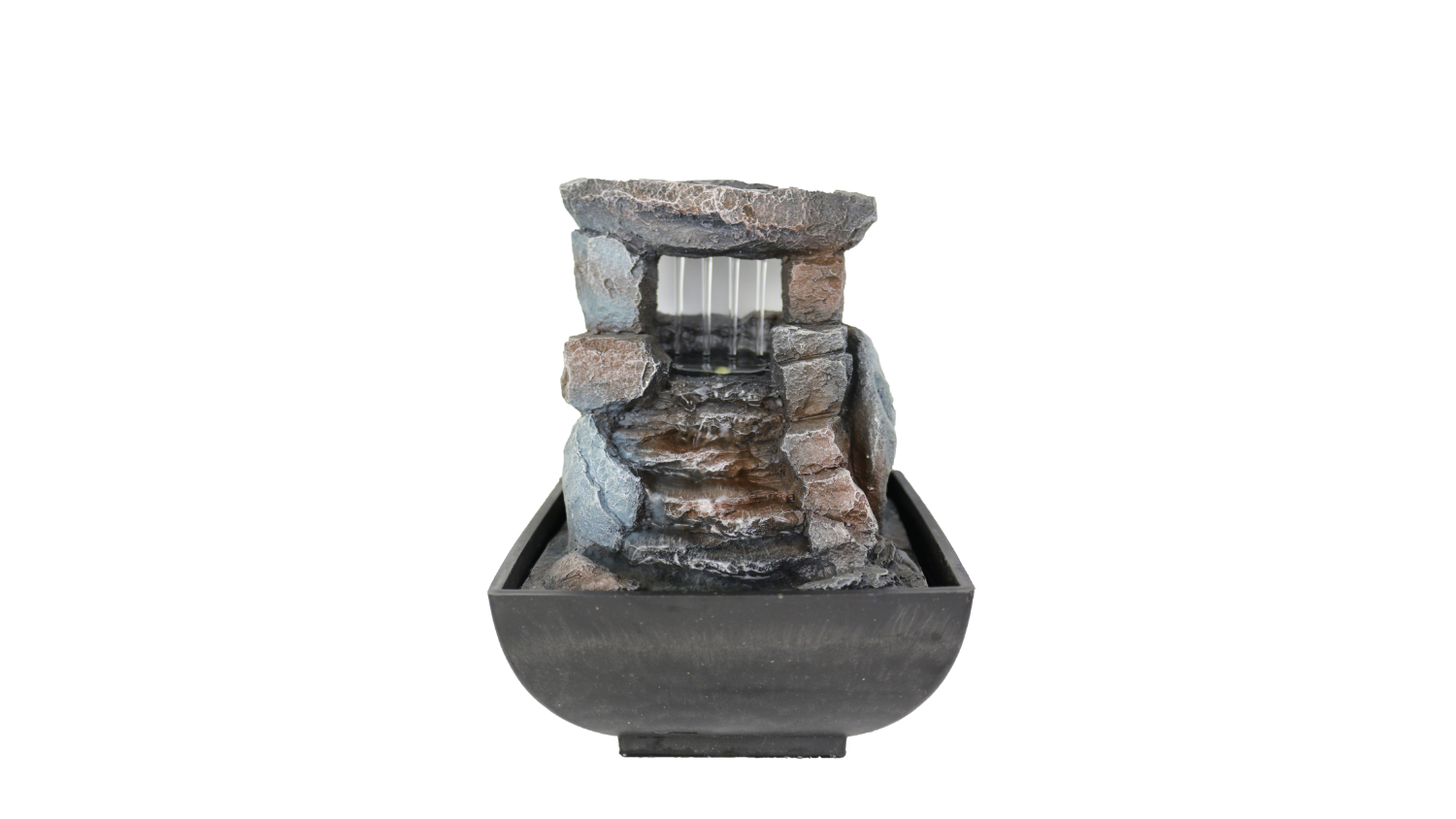 Water Feature Stony Rain 13 x 13 x 17cm - Brown/Grey