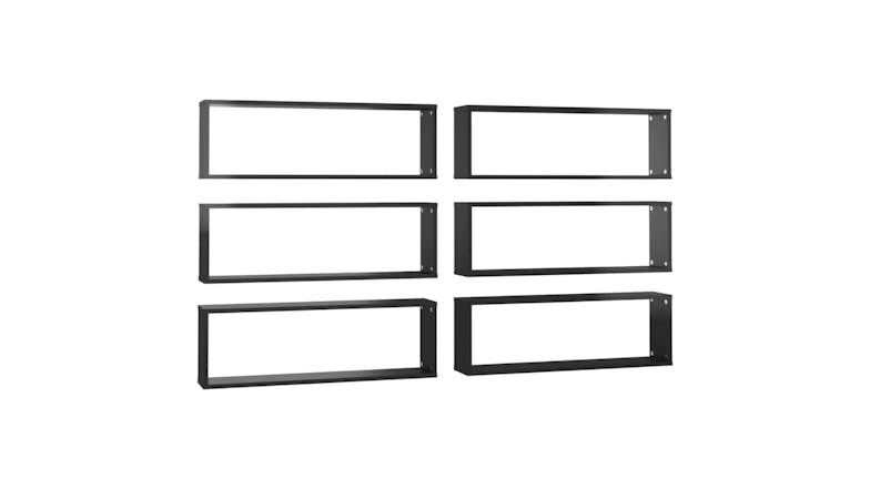 NNEVL Wall Shelves Floating Rectangle 6pcs. 80 x 15 x 26.5cm - Gloss Black