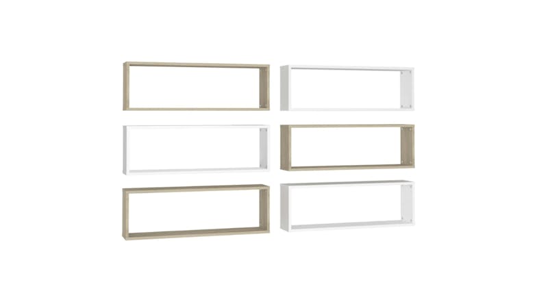 NNEVL Wall Shelves Floating Rectangle 6pcs. 80 x 15 x 26.5cm - Sonoma Oak/White