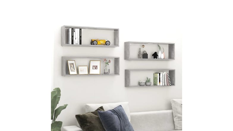 NNEVL Wall Shelves Floating Rectangle 4pcs. 80 x 15 x 26.5cm - Concrete Grey