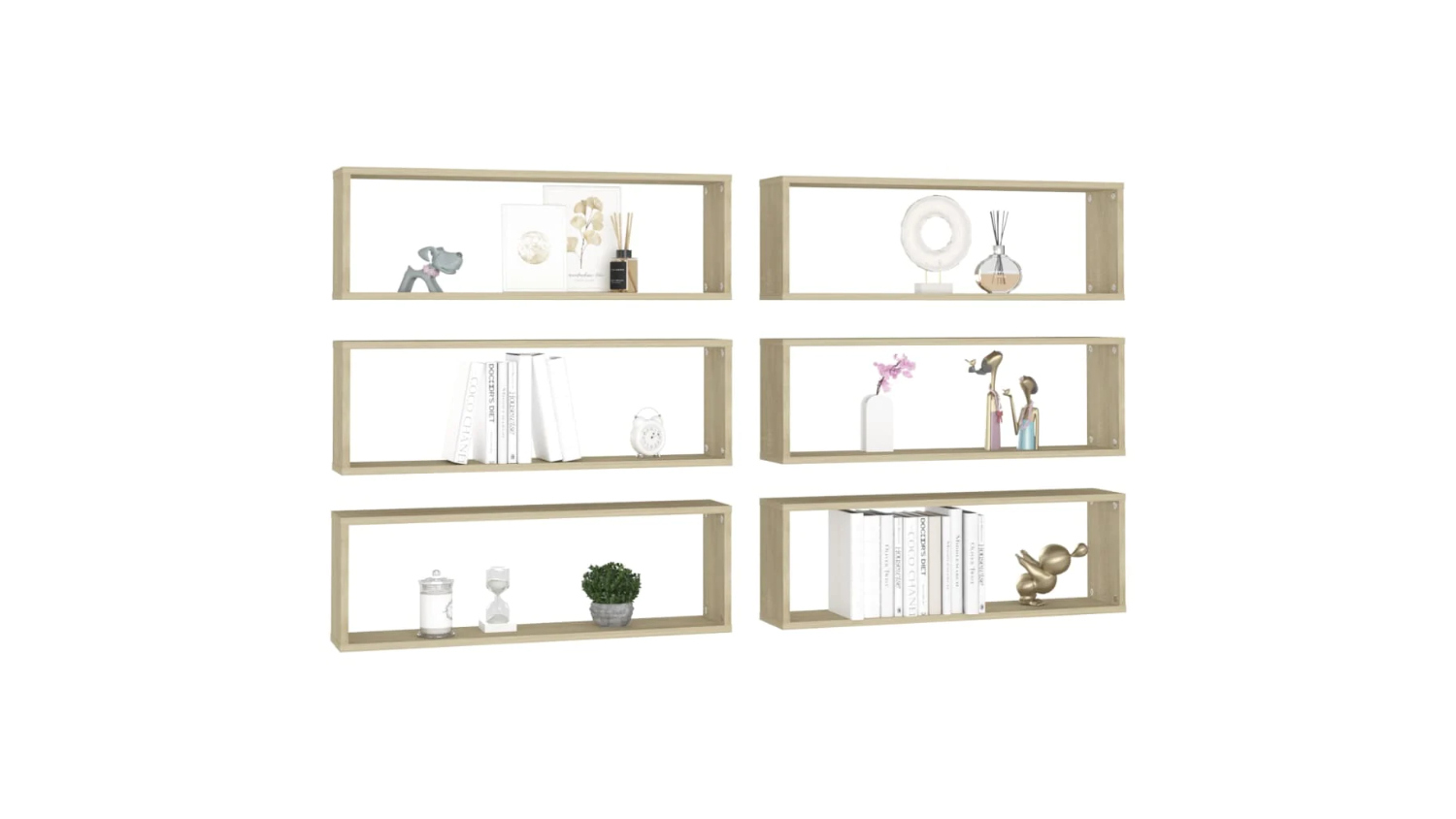 NNEVL Wall Shelves Floating Rectangle 6pcs. 80 x 15 x 26.5cm - Sonoma Oak