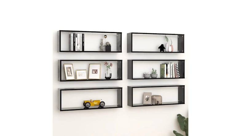 NNEVL Wall Shelves Floating Rectangle 6pcs. 80 x 15 x 26.5 - Black