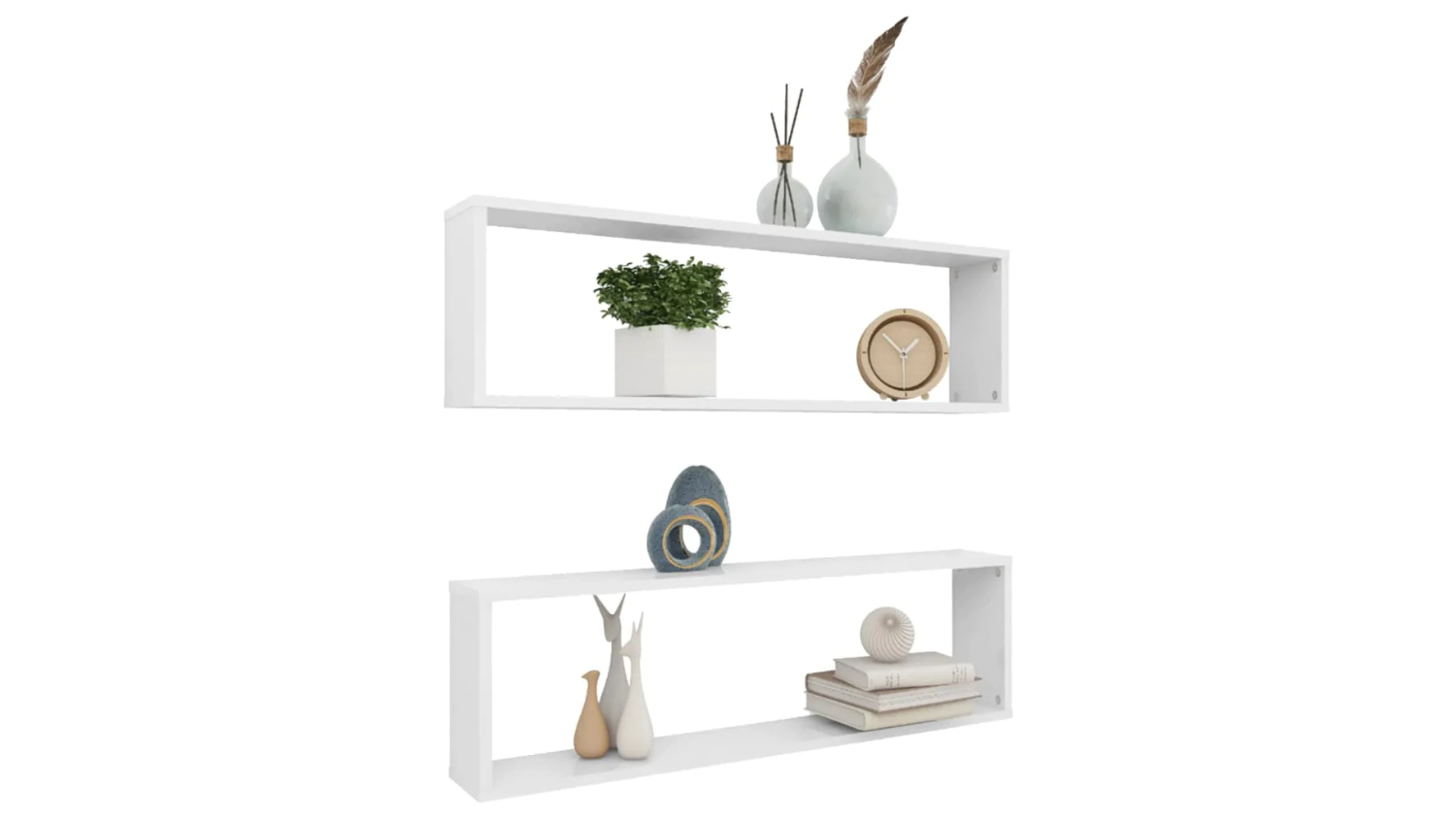 NNEVL Wall Shelves Floating Rectangle 2pcs. 100 x 15 x 30 - Gloss White