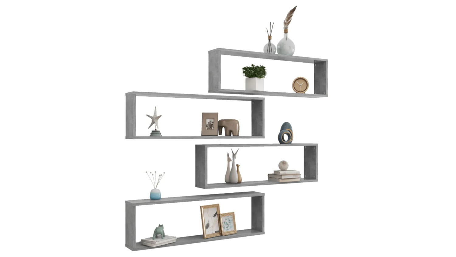 NNEVL Wall Shelves Floating Rectangle 4pcs. 100 x 15 x 30 - Concrete Grey