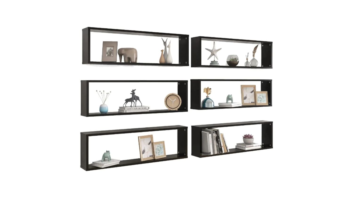 NNEVL Wall Shelves Floating Rectangle 6pcs. 100 x 15 x 30 - Black