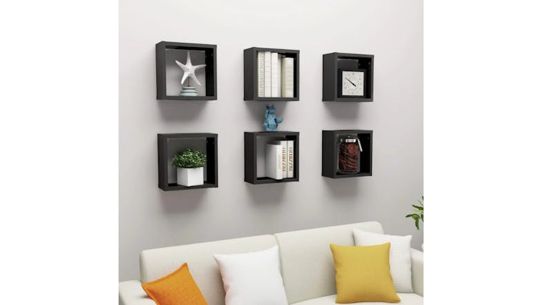 NNEVL Wall Shelves Floating Cube 6pcs. 30 x 15 x 30cm - Black