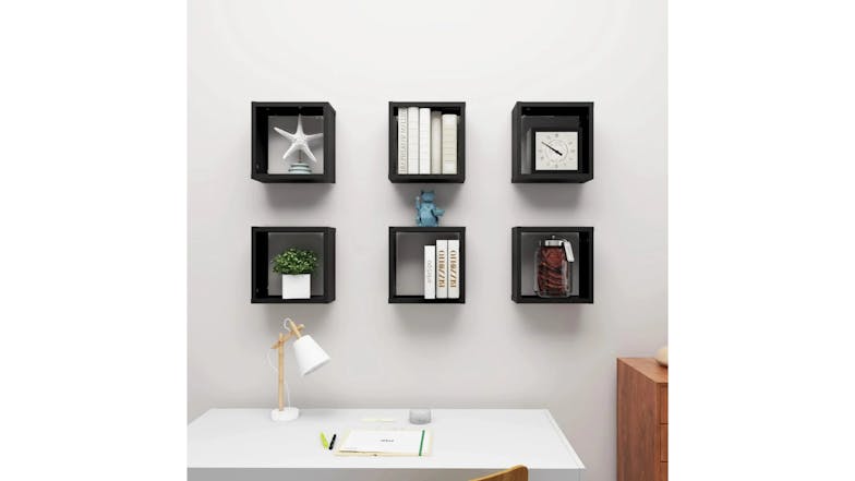 NNEVL Wall Shelves Floating Cube 6pcs. 30 x 15 x 30cm - Black