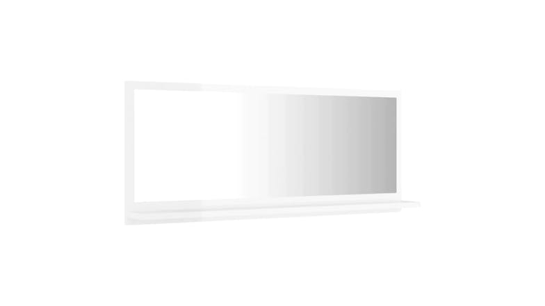 NNEVL Bathroom Mirror w/ Built-In Shelf 90 x 10.5 x 37cm - Gloss White