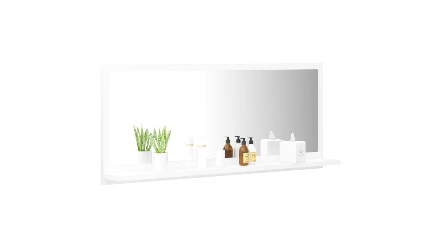 NNEVL Bathroom Mirror w/ Built-In Shelf 90 x 10.5 x 37cm - Gloss White
