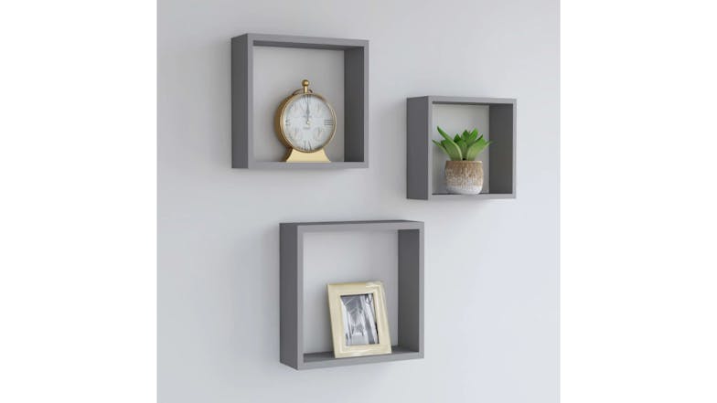 NNEVL Wall Shelves Floating Cube 3pcs. - Grey