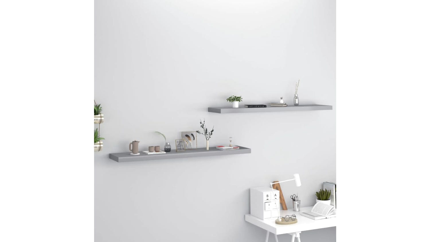 NNEVL Wall Shelves Ledge 2 pcs. 120 x 23.5 x 3.8cm - Grey