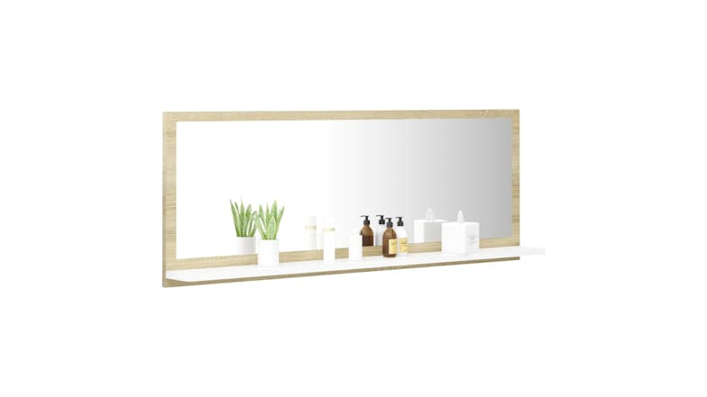 NNEVL Bathroom Mirror w/ Built-In Shelf 100x10.5x37cm White/Sonoma oak