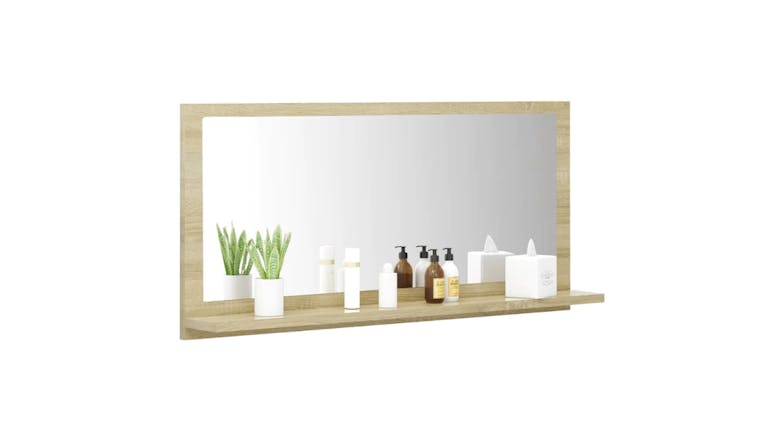 NNEVL Bathroom Mirror w/ Built-In Shelf 80x10.5x37cm Sonoma oak