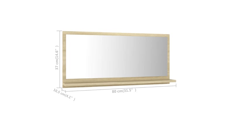 NNEVL Bathroom Mirror w/ Built-In Shelf 80x10.5x37cm Sonoma oak