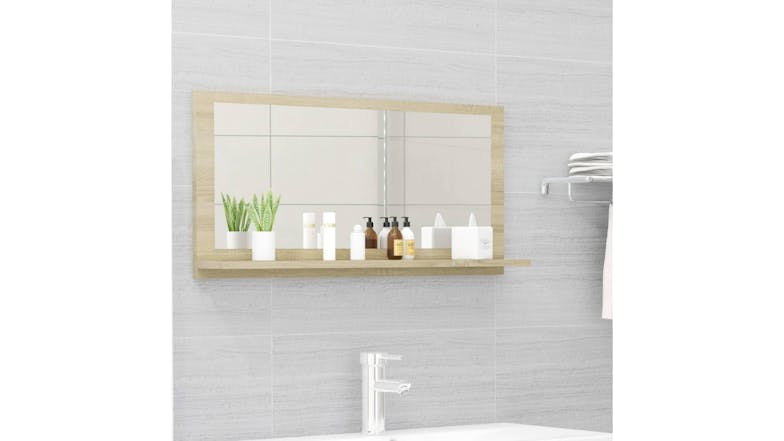 NNEVL Bathroom Mirror w/ Built-In Shelf 80x10.5x37cm Sonoma oak