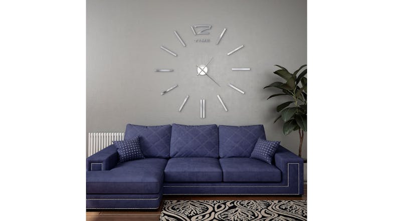 NNEVL Floating Wall Clock Modern Minimal Style 100cm - Silver