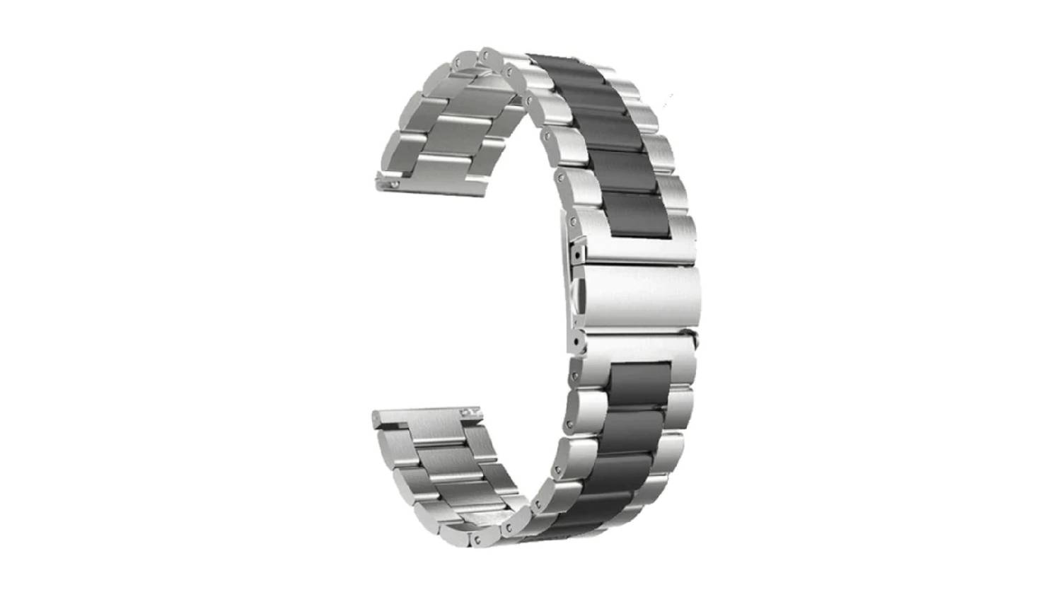 Equipo Luxury-Feel Stainless Steel Link Replacement Watch Straps for Apple Watch 38mm - Black/Silver