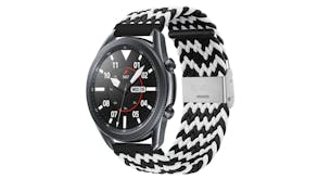 Nylon Braided Replacement Watch Straps for Apple Watch 38mm - Black/White Zig-Zag