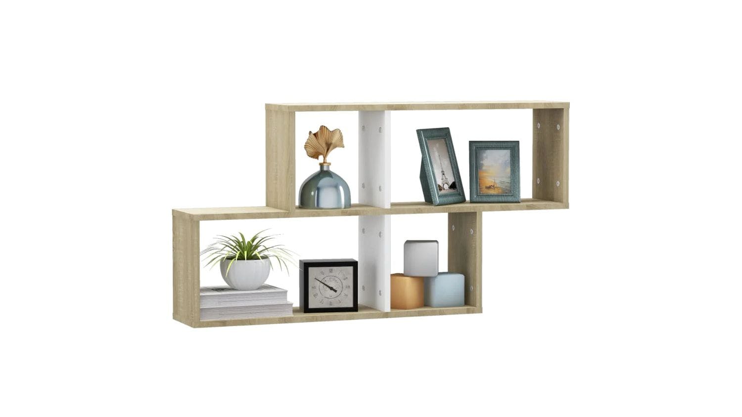 NNEVL Wall Shelves 100 x 18 x 53cm - Sonoma Oak/White