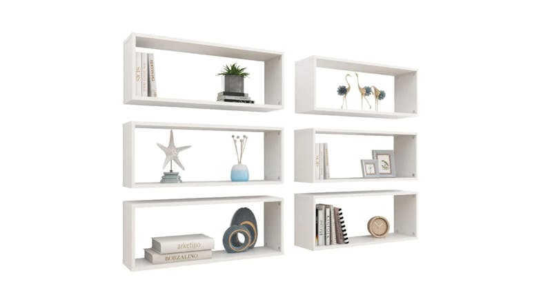 NNEVL Wall Shelves Floating Rectangle 6pcs. 60 x 15 x 33cm - White