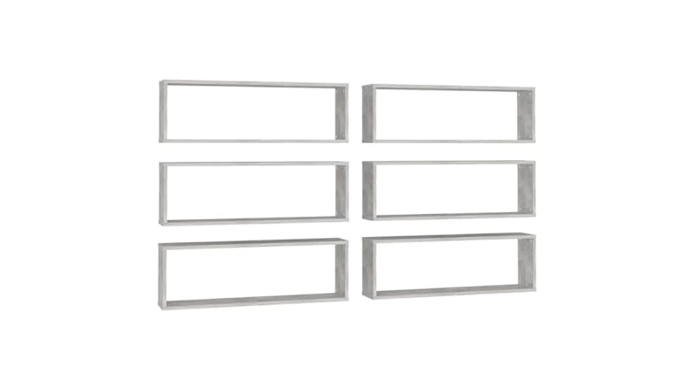 NNEVL Wall Shelves Floating Rectangle 6pcs. 80 x 15 x 26.5cm - Concrete Grey