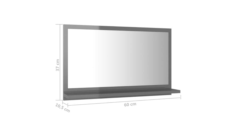 NNEVL Bathroom Mirror w/ Built-In Shelf 60 x 1.5 x 37cm - Gloss Grey