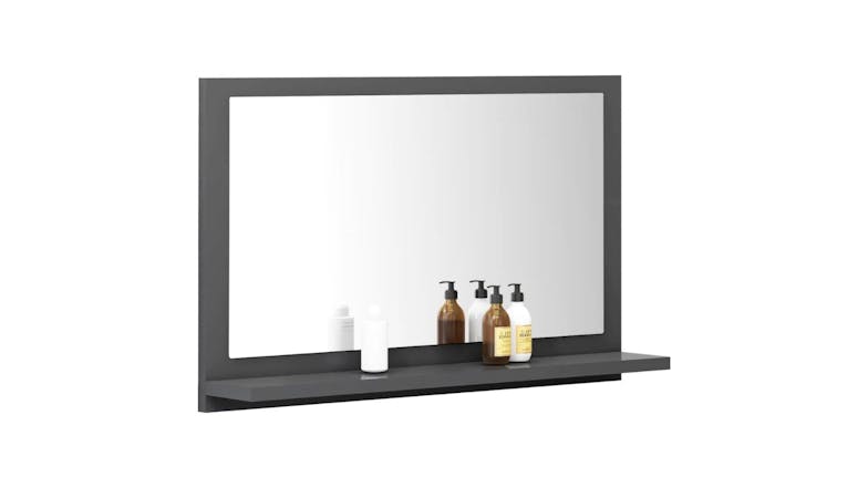 NNEVL Bathroom Mirror w/ Built-In Shelf 60 x 1.5 x 37cm - Grey