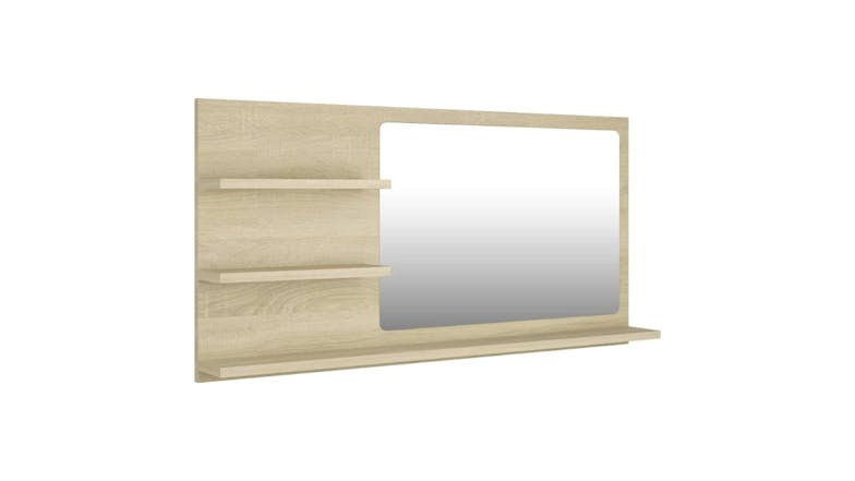 NNEVL Bathroom Mirror w/ Built-In Shelving 90 x 10.5 x 45cm - Sonoma Oak
