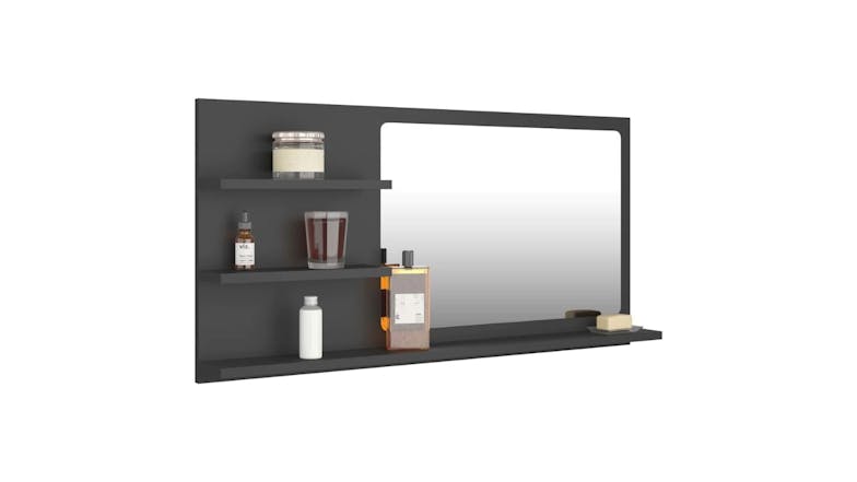 NNEVL Bathroom Mirror w/ Built-In Shelving 90 x 10.5 x 45cm - Grey