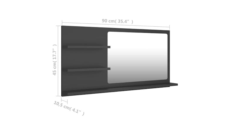 NNEVL Bathroom Mirror w/ Built-In Shelving 90 x 10.5 x 45cm - Grey