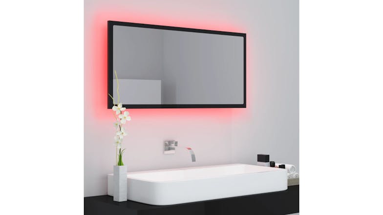 NNEVL LED Backlit Bathroom Mirror 90 x 8.5 x 37cm - Gloss Black