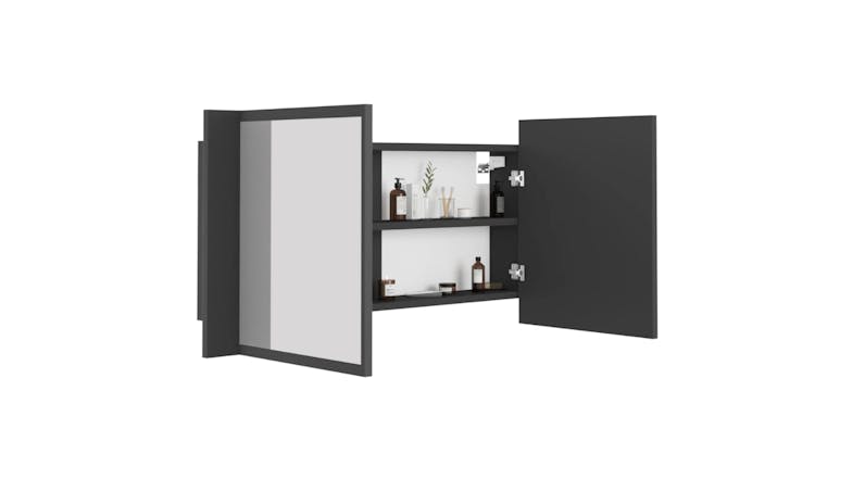 NNEVL LED Backlit Bathroom Mirror Cabinet 90 x 12 x 45cm - Grey