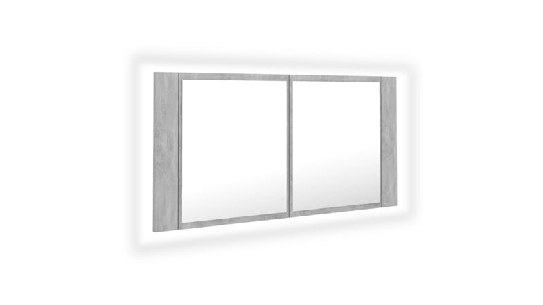 NNEVL LED Backlit Bathroom Mirror Cabinet 90 x 12 x 45cm - Concrete Grey