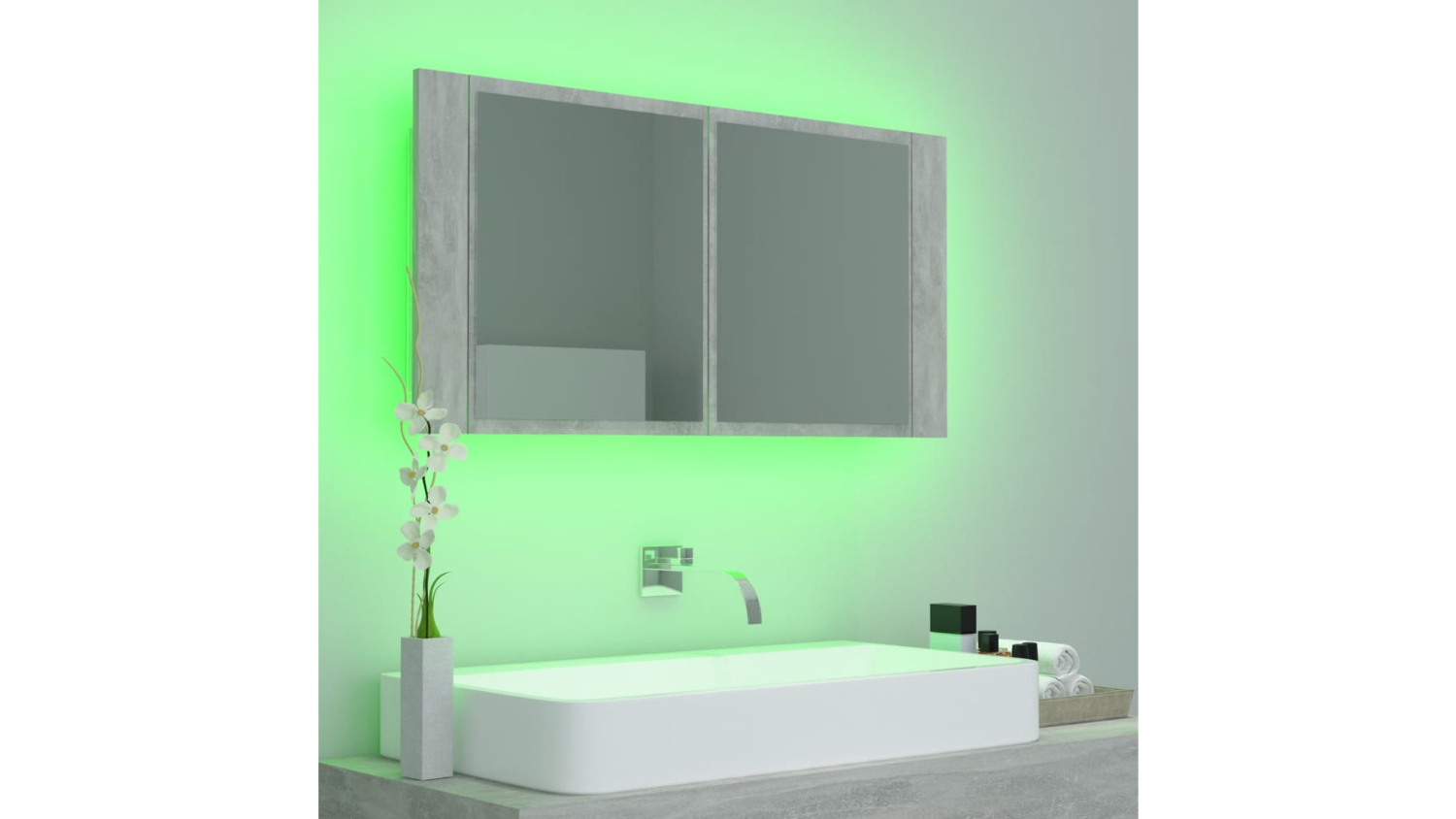 NNEVL LED Backlit Bathroom Mirror 90 x 12 x 45cm Concrete