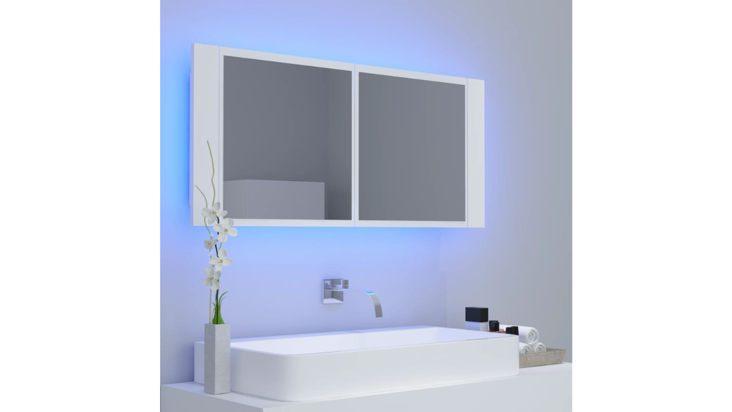 NNEVL LED Backlit Bathroom Mirror 100 x 12 x 45cm White