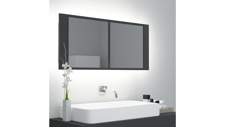 NNEVL LED Backlit Bathroom Mirror Cabinet 100 x 12 x 45cm - Grey