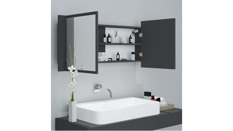 NNEVL LED Backlit Bathroom Mirror Cabinet 100 x 12 x 45cm - Grey