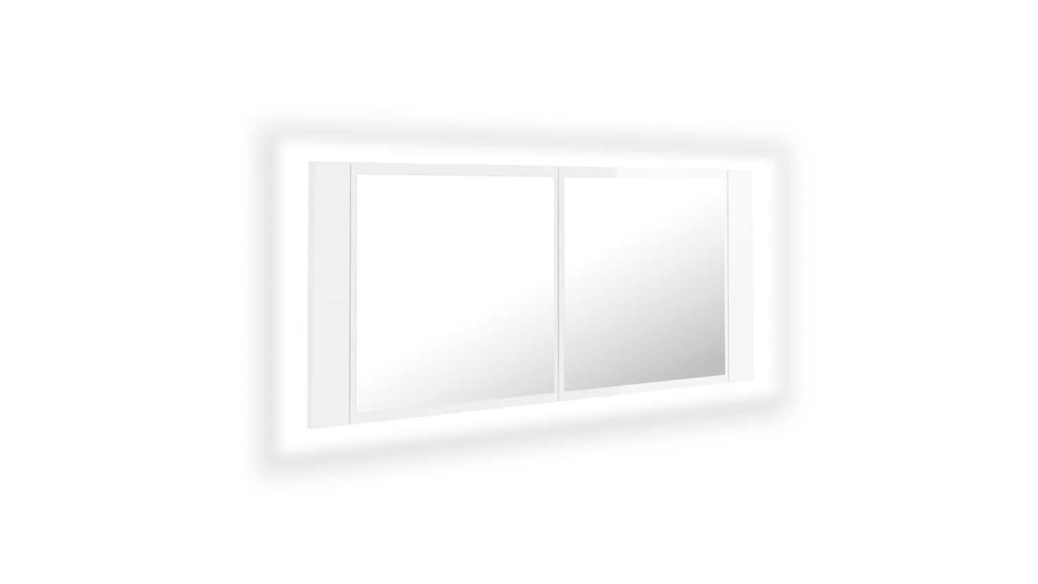 NNEVL LED Backlit Bathroom Mirror 100 x 12 x 45cm Gloss White
